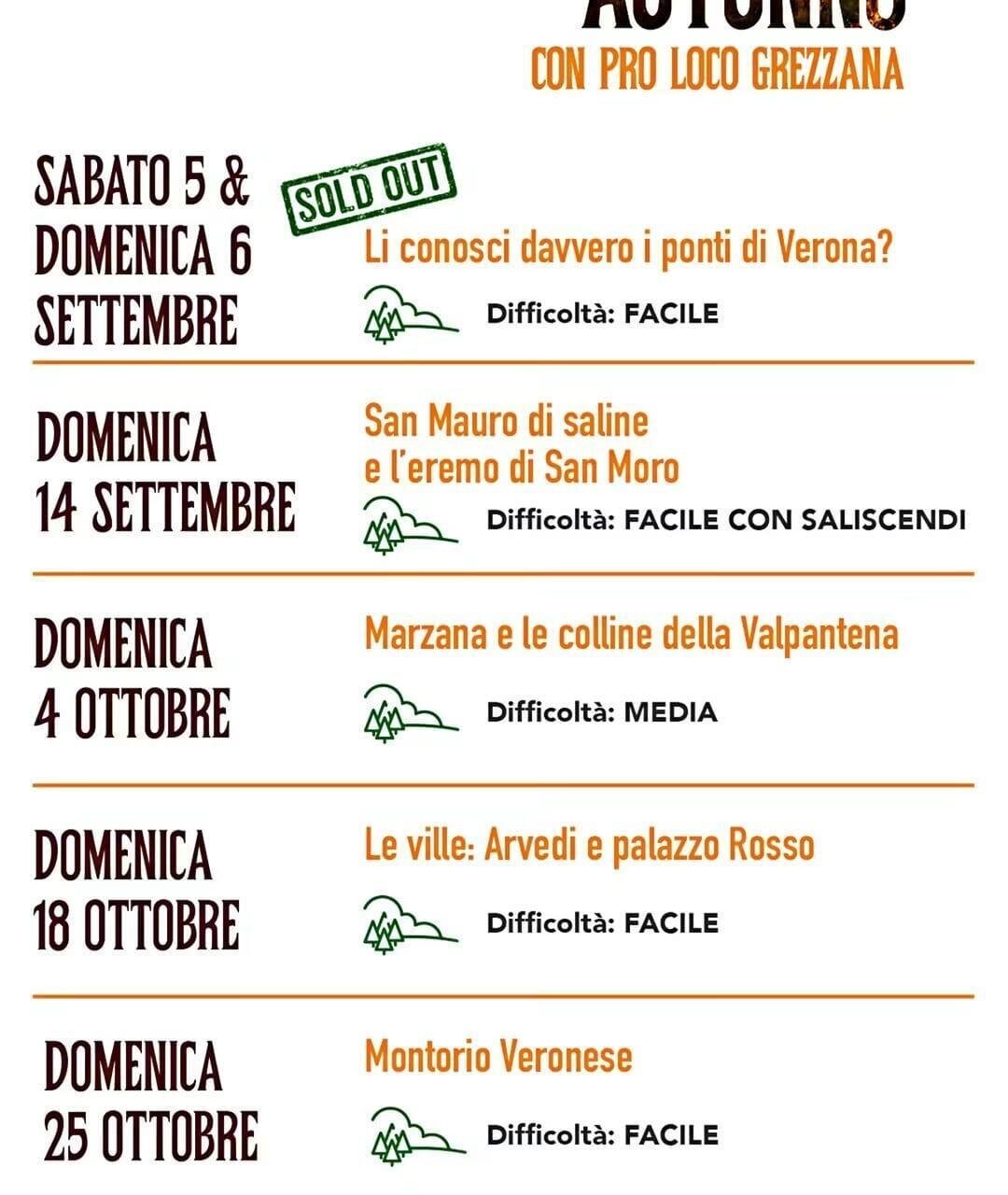 Escursioni Autunno Inverno 2026 Grezzana