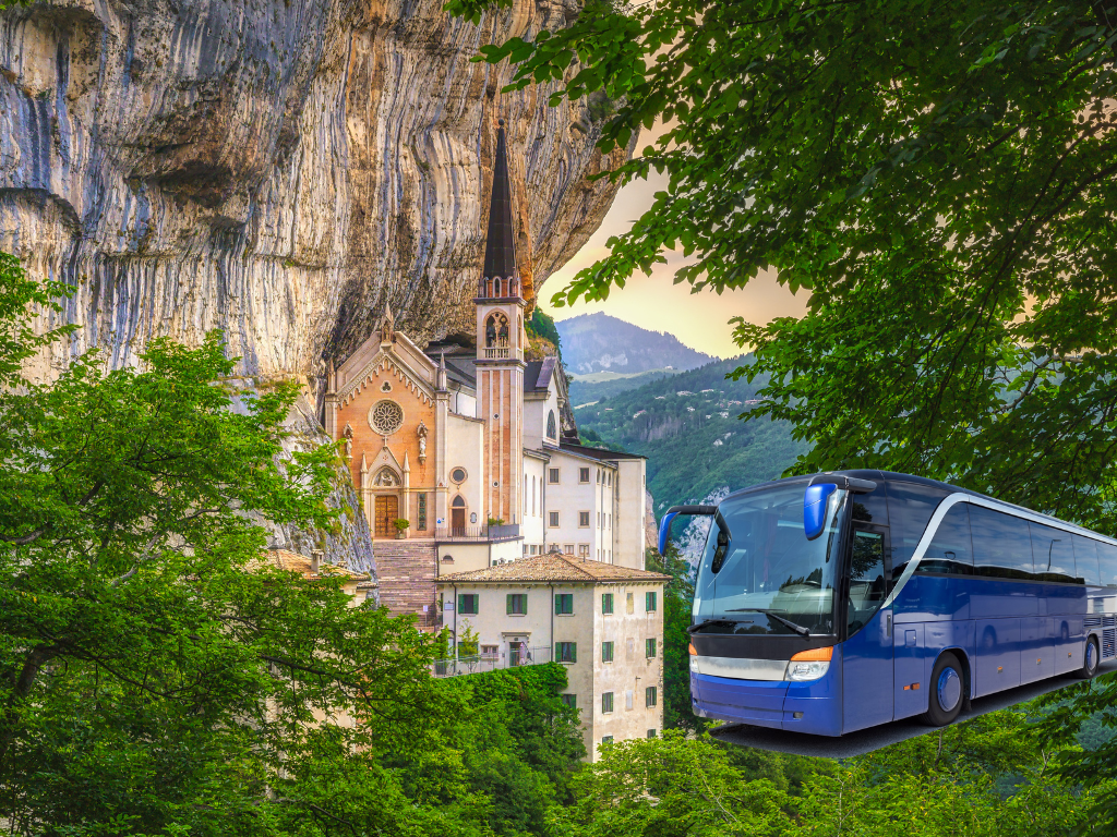Bus tour on Mount Baldo (with Sanctuary of Madonna della Corona) departure from Lazise